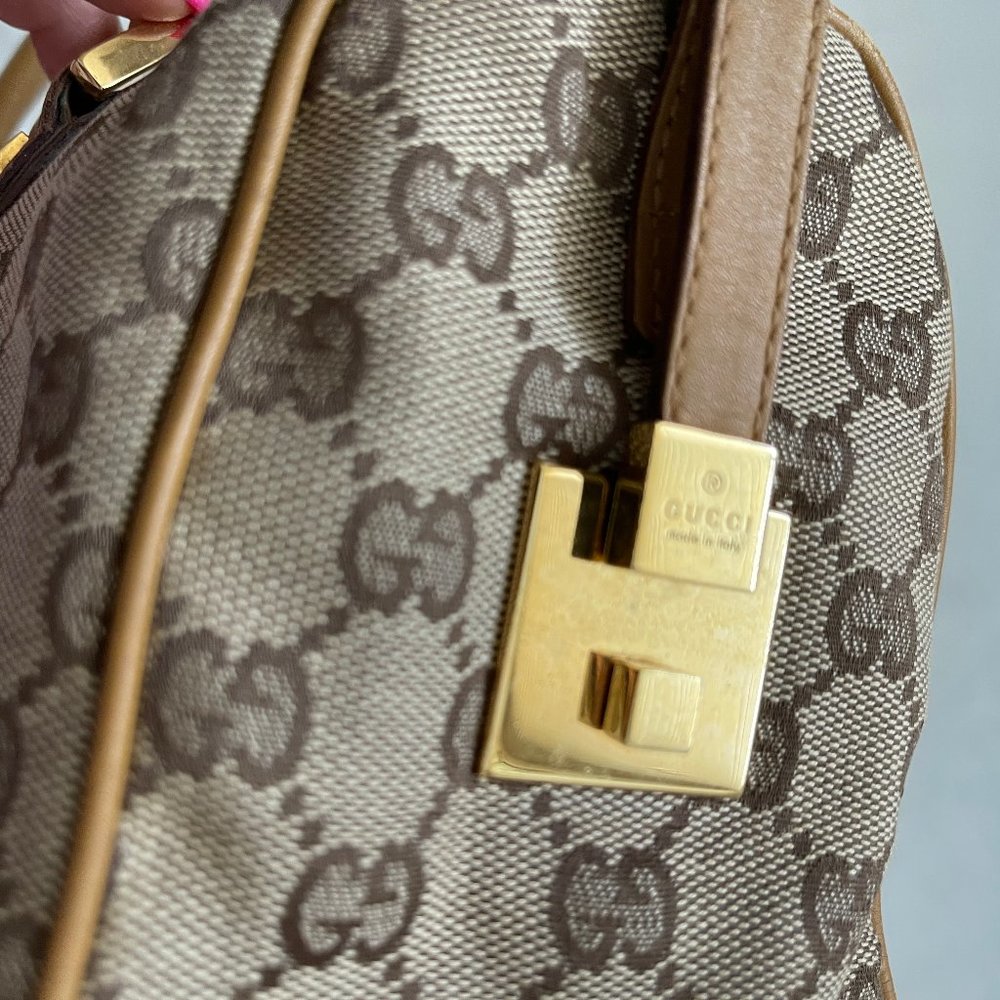 Auc Gucci Monogram Canvas/Leather Vintage Hand Bag #63367G93 - Picture 8 of 16